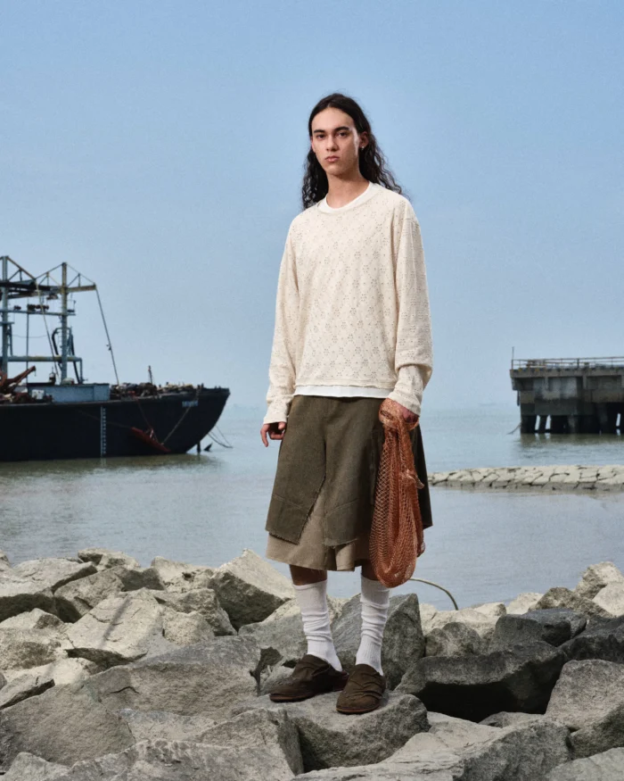 LAYERED NET LINEN JERSEY