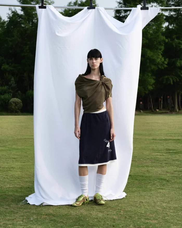 LAYERED PRINT LINEN SKIRT