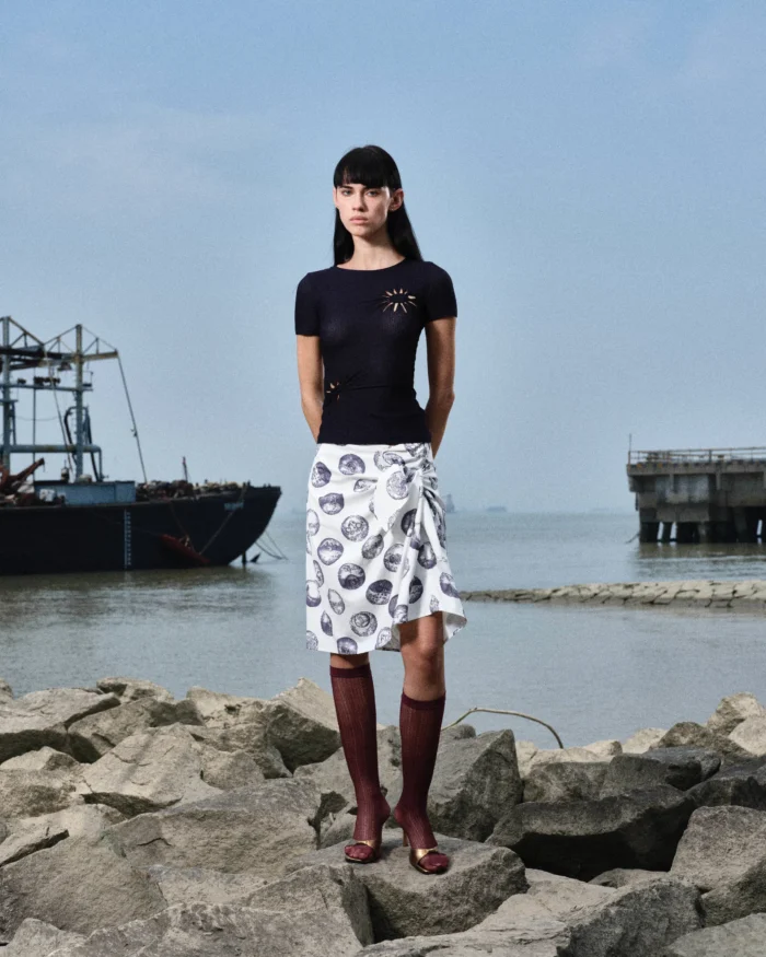 “AFRICAN ASTROLOGY”SELF-TIE PRINT SKIRT