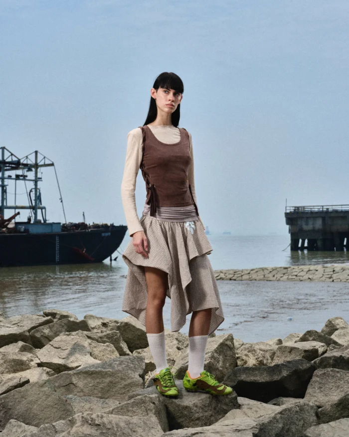 MESH PRINT KANGA SHIRT SKIRT